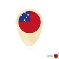 Map pointer with flag of Samoa. Orange abstract map icon. vector