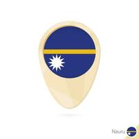 Map pointer with flag of Nauru. Orange abstract map icon. vector