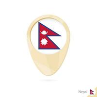 Map pointer with flag of Nepal. Orange abstract map icon. vector