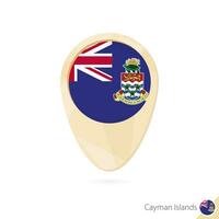 Map pointer with flag of Cayman Islands. Orange abstract map icon. vector