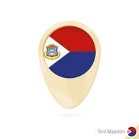 Map pointer with flag of Sint Maarten. Orange abstract map icon. vector