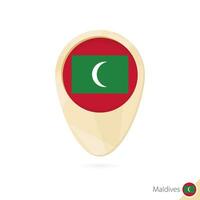 Map pointer with flag of Maldives. Orange abstract map icon. vector