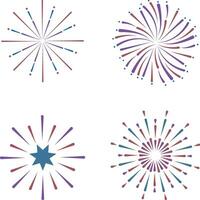 Firework Icon Set. Isolated on White Background. Vector Illustration