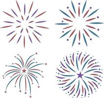 Firework Icon Set. Isolated on White Background. Vector Illustration