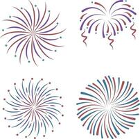 Firework Icon Set. Isolated on White Background. Vector Illustration