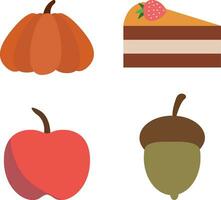 Hand Drawn Thanksgiving autumn. Vector Icon Set