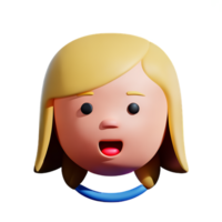 little girl face 3d rendering icon illustration png