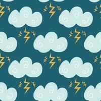 Seamless pattern with the symbol of Zeus. Cloud and lightning. vector