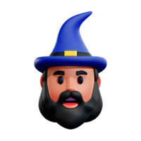 wizard face 3d rendering icon illustration png