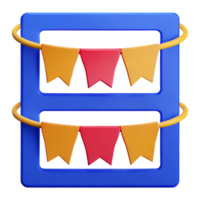 bunting 3d rendering icon illustration png