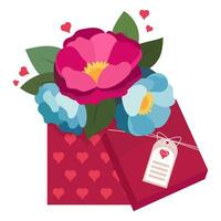 Box with flowers. Holiday gift. vector