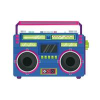 Retro music center. Boombox. Tape recorder illustration. Musical instrument of the 90s. vector