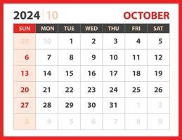 10-OCTOBER 2024 template vector