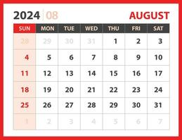 08-AUGUST 2024 template vector