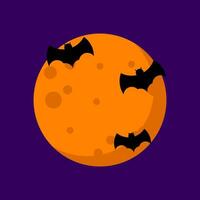 Halloween Bat Moon Element Vector