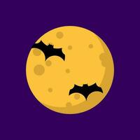 Halloween Bat Moon Element Vector