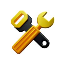 wrench 3d rendering icon illustration png