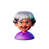 grootmoeder gezicht 3d renderen icoon illustratie png