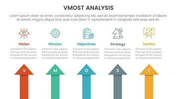 vmost analysis model framework infographic 5 point stage template with arrow shape top direction concept for slide presentation vector