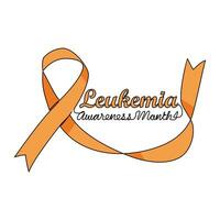 One continuous line drawing of leukemia awareness month with white background. Awareness ribbon design in simple linear style. healthcare and medical design concept vector illustration.