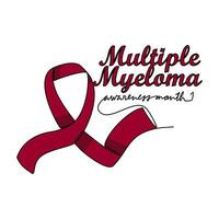 One continuous line drawing of multiple myeloma awareness month with white background. Awareness ribbon design in simple linear style. healthcare and medical design concept vector illustration.