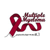 One continuous line drawing of multiple myeloma awareness month with white background. Awareness ribbon design in simple linear style. healthcare and medical design concept vector illustration.