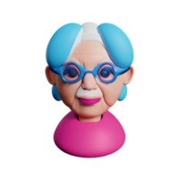 grandma face 3d rendering icon illustration png