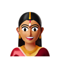 indisk brud ansikte 3d tolkning ikon illustration png