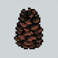 Pixel art illustration Pine cone. Pixelated Pine Cone. Pine cone Autumn nature icon pixelated for the pixel art game and icon for website and video game. old school retro. vector