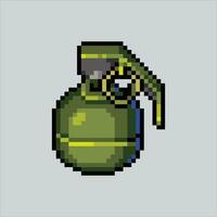 Pixel art Grenade. Pixelated Grenade. Grenade Weapon icons background pixelated for the pixel art game and icon for website and video game. old school retro. vector