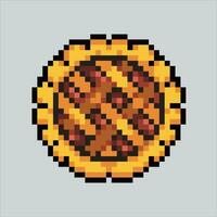 Pixel art illustration Pie. Pixelated Pie. Autumn Fall Pie cake icon pixelated for the pixel art game and icon for website and video game. old school retro. vector