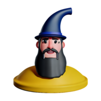 wizard face 3d rendering icon illustration png