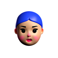 little girl face 3d rendering icon illustration png