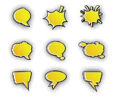 Collection of Speech bubble comic vector templates in halftone style on white background