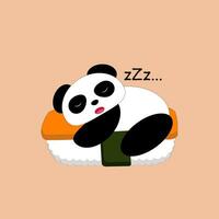 panda sleep on the sushi vector