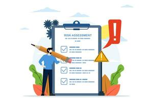 riesgo evaluación concepto. analizando el nivel de potencial pérdidas, medición aceptable monetario pérdidas para inversiones, controlador o limitante pérdidas. plano vector ilustración. en el antecedentes.