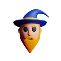 wizard face 3d rendering icon illustration png