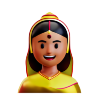 Indien la mariée visage 3d le rendu icône illustration png