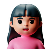 little girl face 3d rendering icon illustration png
