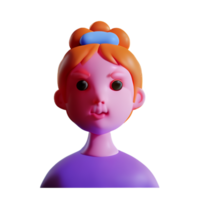 little girl face 3d rendering icon illustration png