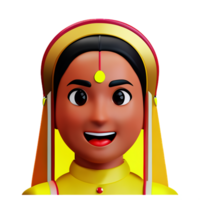 Indien la mariée visage 3d le rendu icône illustration png