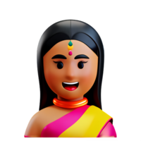 Indisch bruid gezicht 3d renderen icoon illustratie png