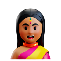 Indien la mariée visage 3d le rendu icône illustration png