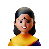 Indien la mariée visage 3d le rendu icône illustration png