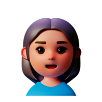 little girl face 3d rendering icon illustration png