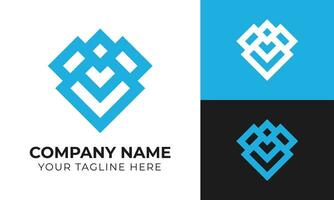 Modern minimal monogram business logo design template for your company Free Vector