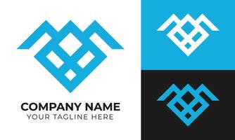 Modern minimal monogram business logo design template Free Vector