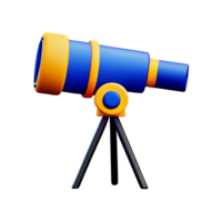 telescope 3d rendering icon illustration png