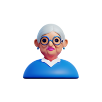 grandma face 3d rendering icon illustration png