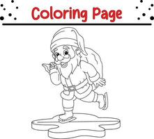 Happy Christmas Cute Santa coloring page for children. vector